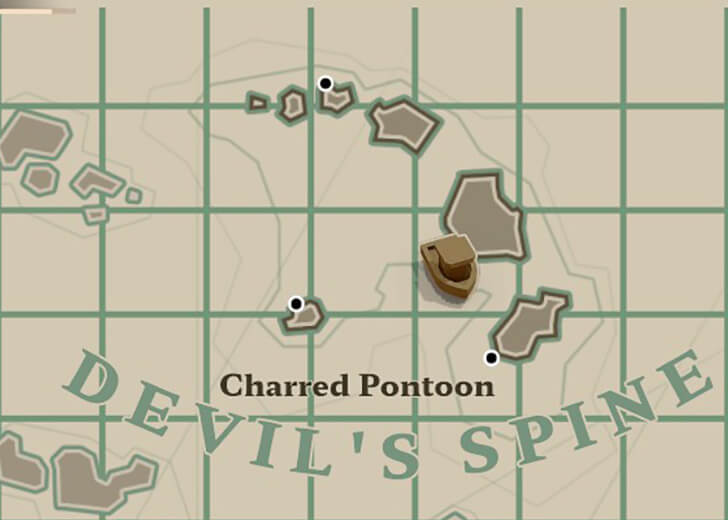 Location on the map of the second stone tablet in dredge