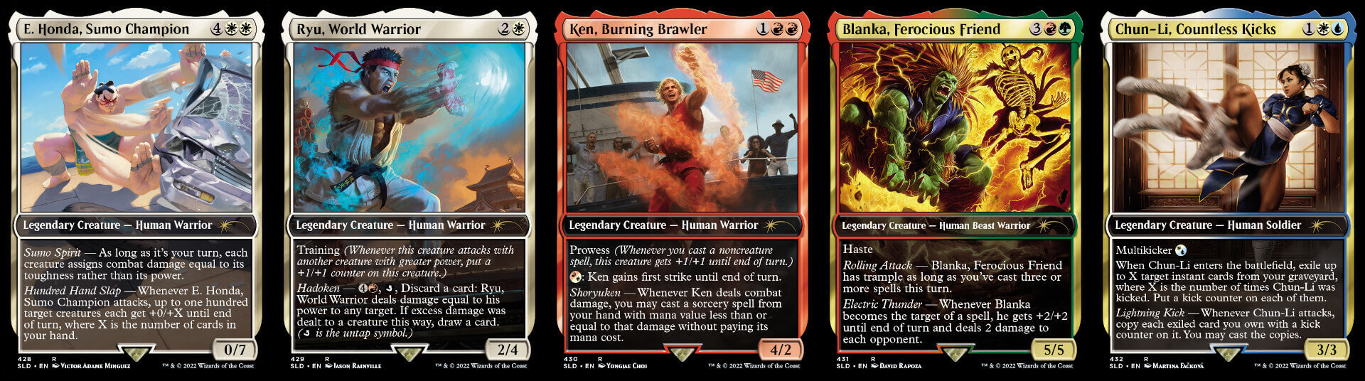 Some of the Magic: The Gathering Secret Lair x Street Fighter crossover cards