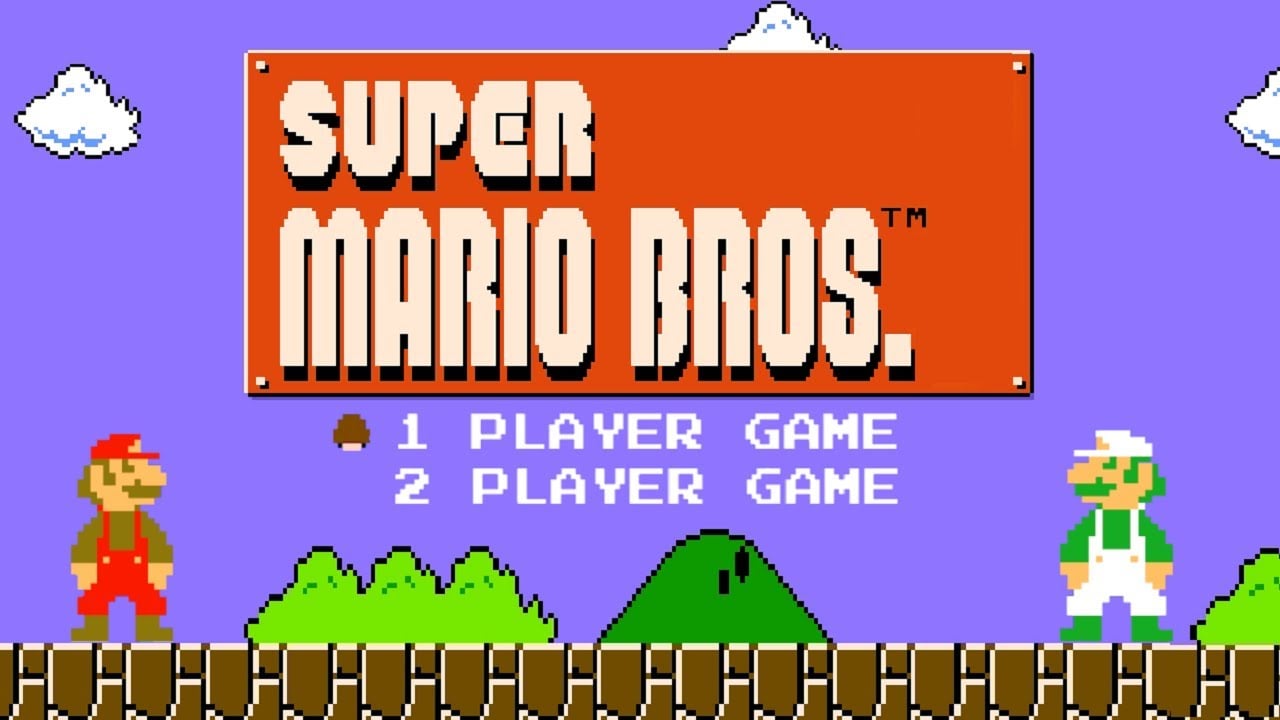 Title Screen of Super Mario Bros Released in 1985