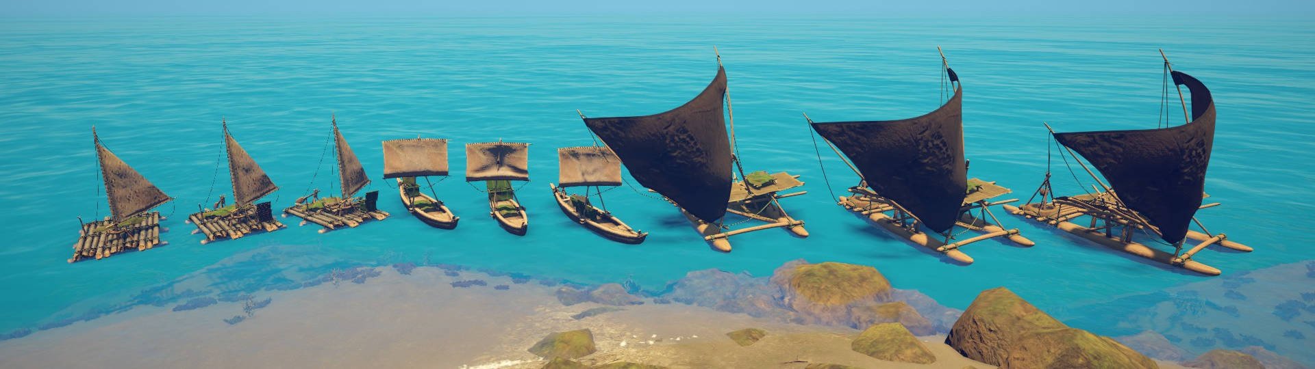 Survival: Fountain of Youth Boat Guide - Every Boat in the Game on Early Access Launch Lined Up Near the Shore