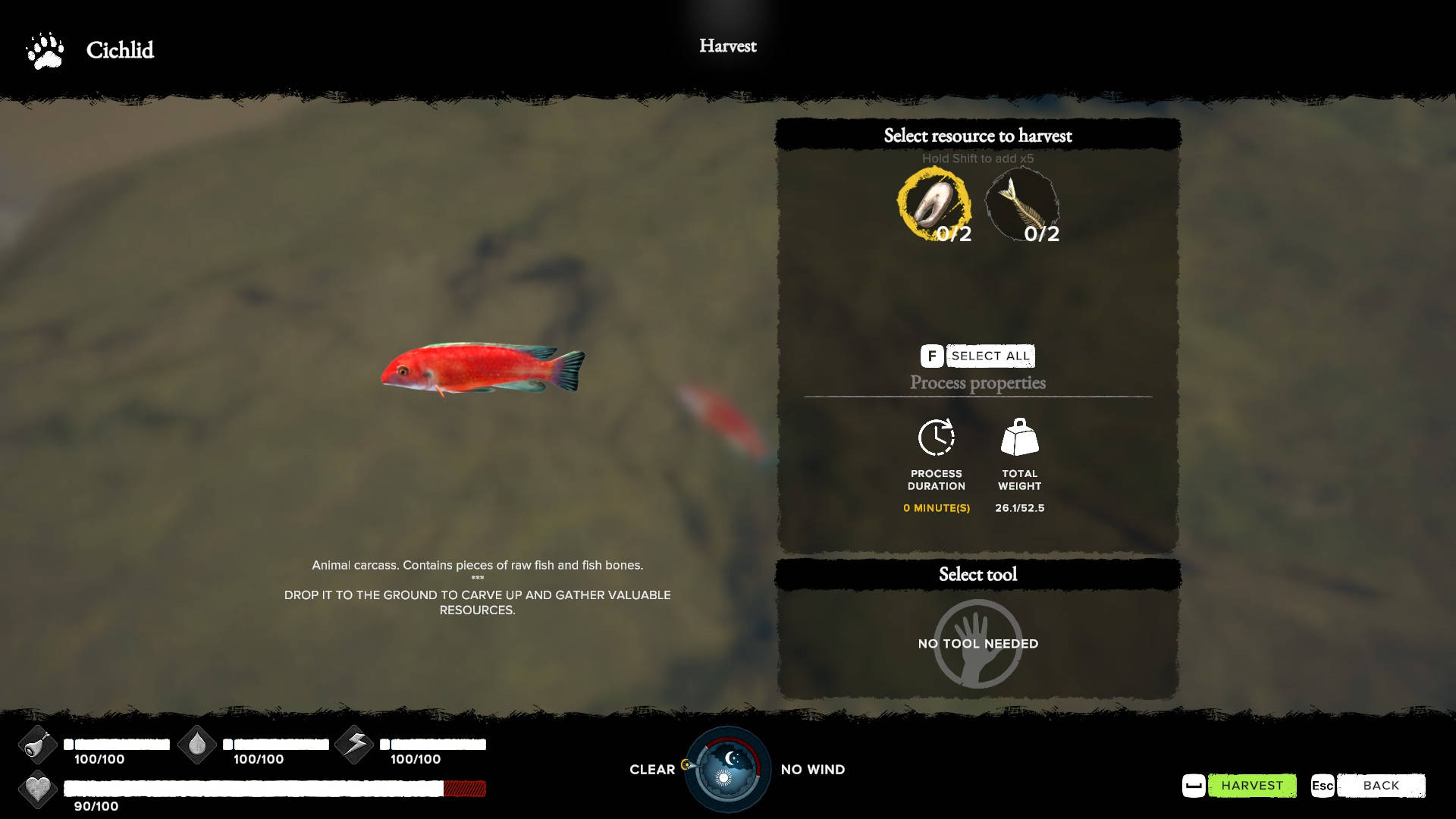 Survival: Fountain of Youth Fishing Guide - How to Harvest a Fish Cichlid