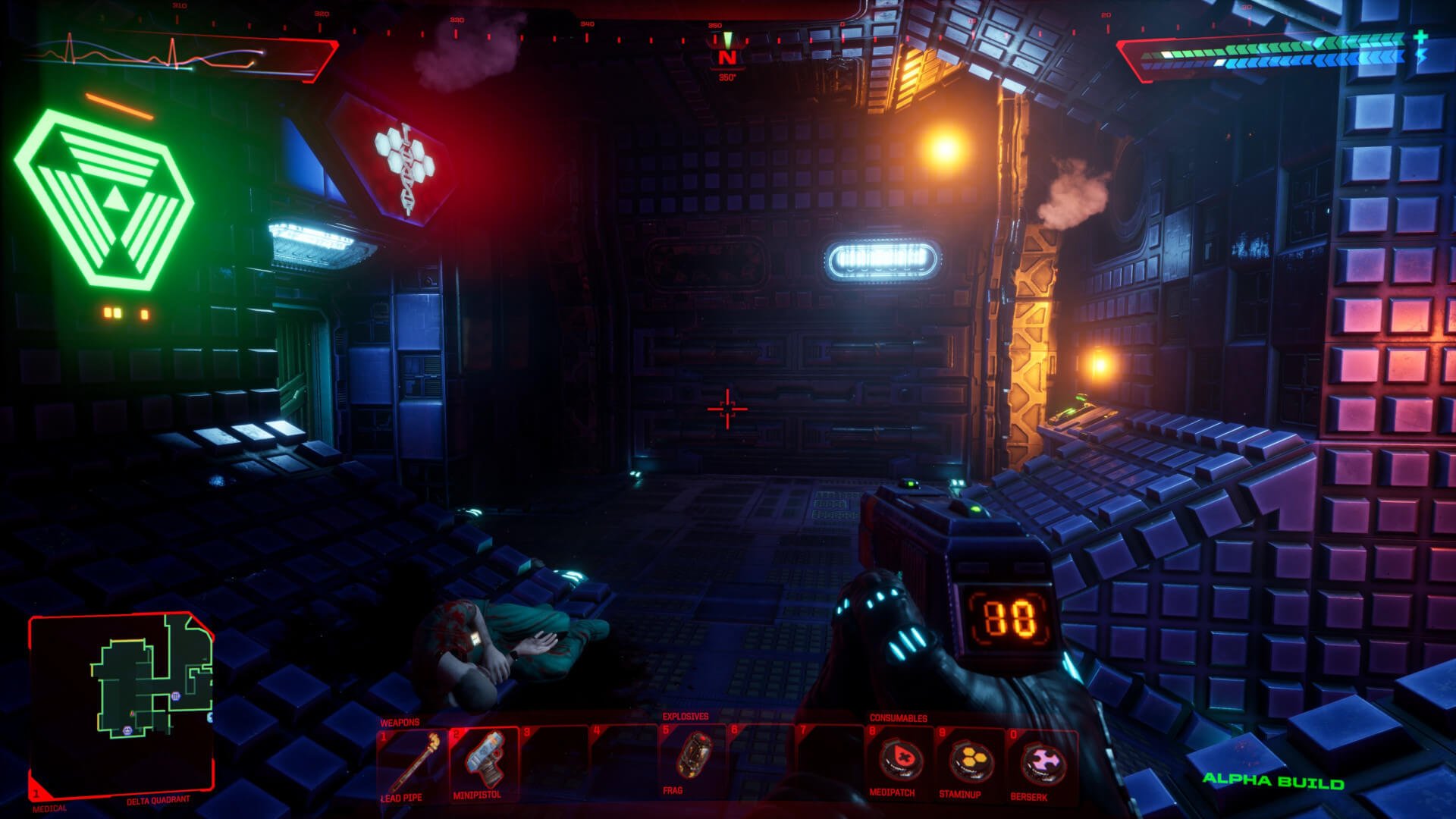 A shot of the System Shock remake in development at Nightdive Studio