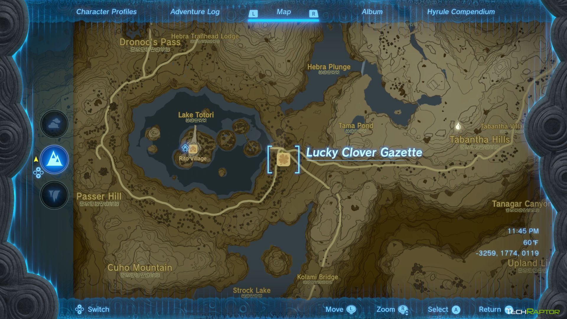 The map view of the Lucky Clover Gazette offices in Tears of the Kingdom