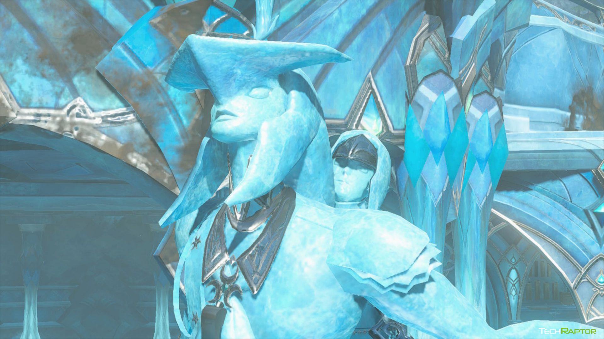 A statue of Link and Sidon in the Zora City in Tears of the Kingdom