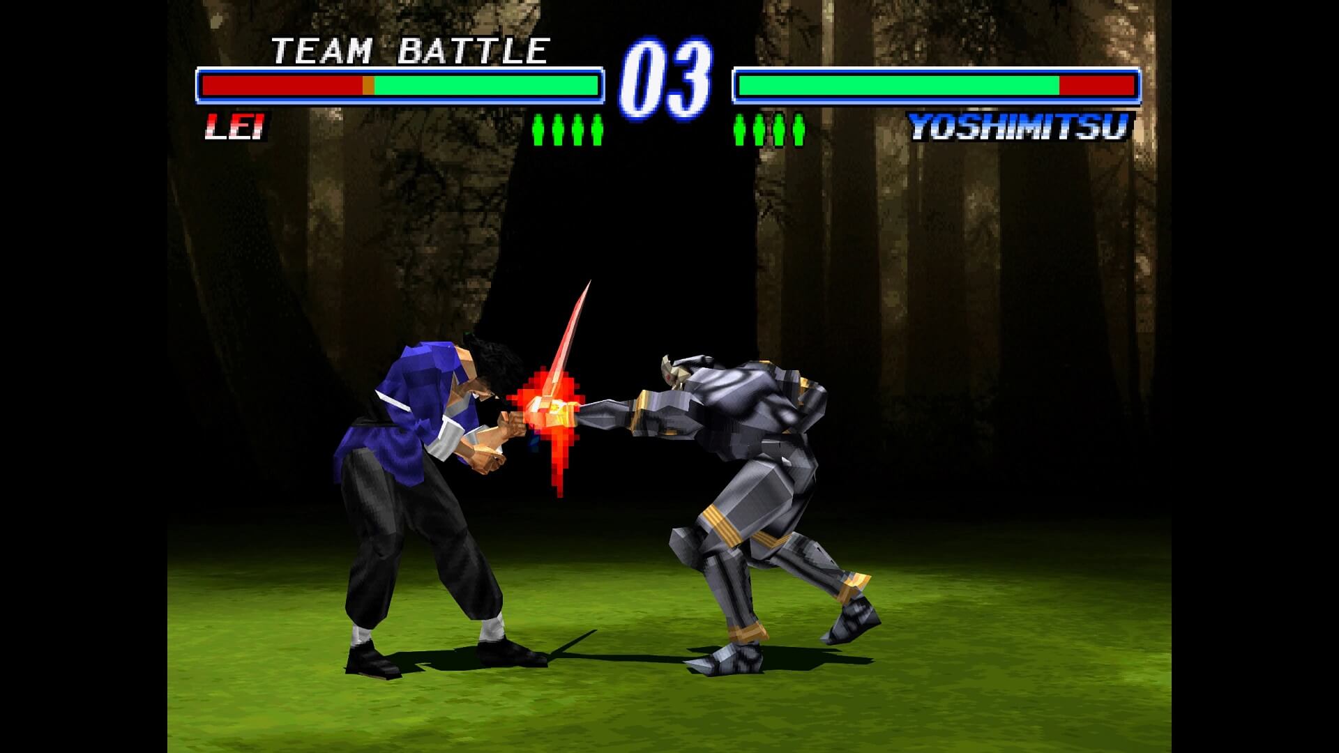 Lei facing Yoshimitsu in Tekken 2