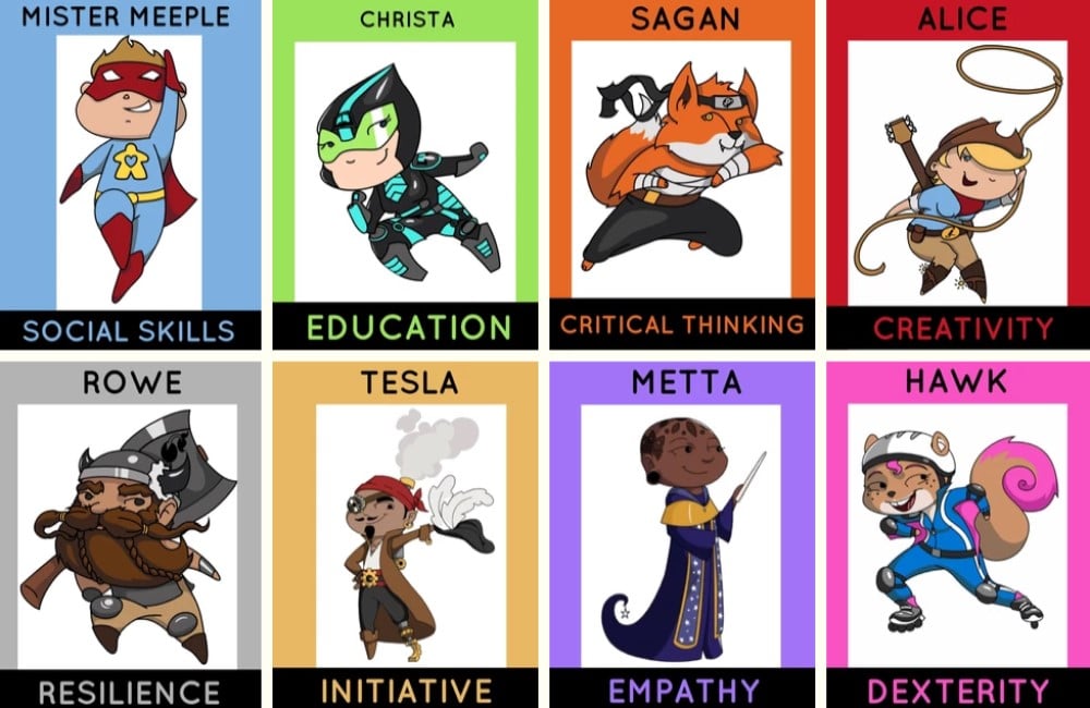 An illustration of characters known as Heroes of the Game