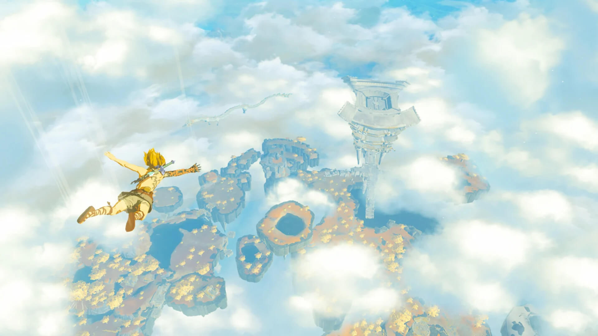 Link diving through the sky in The Legend of Zelda: Tears of the Kingdom