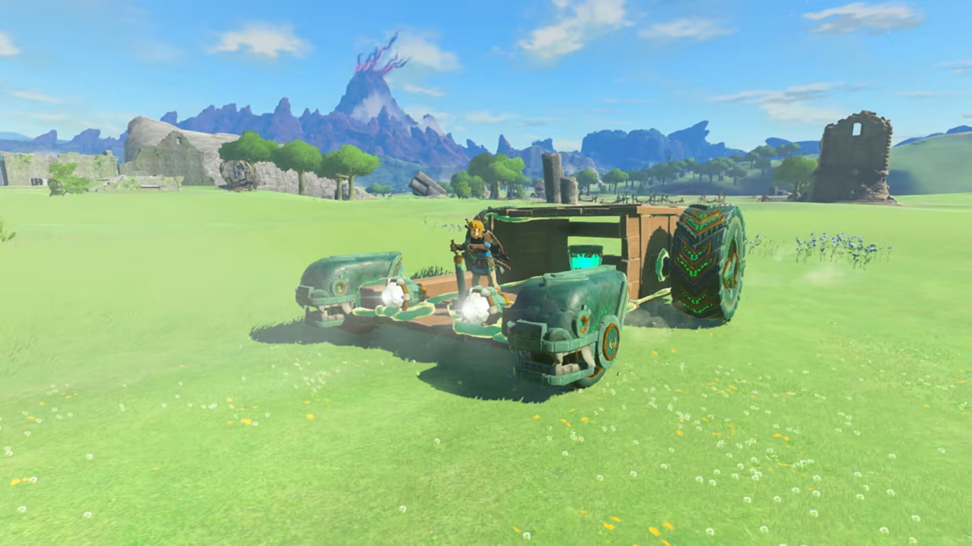 Link riding in a car in The Legend of Zelda: Tears of the Kingdom, which has dominated UK sales charts