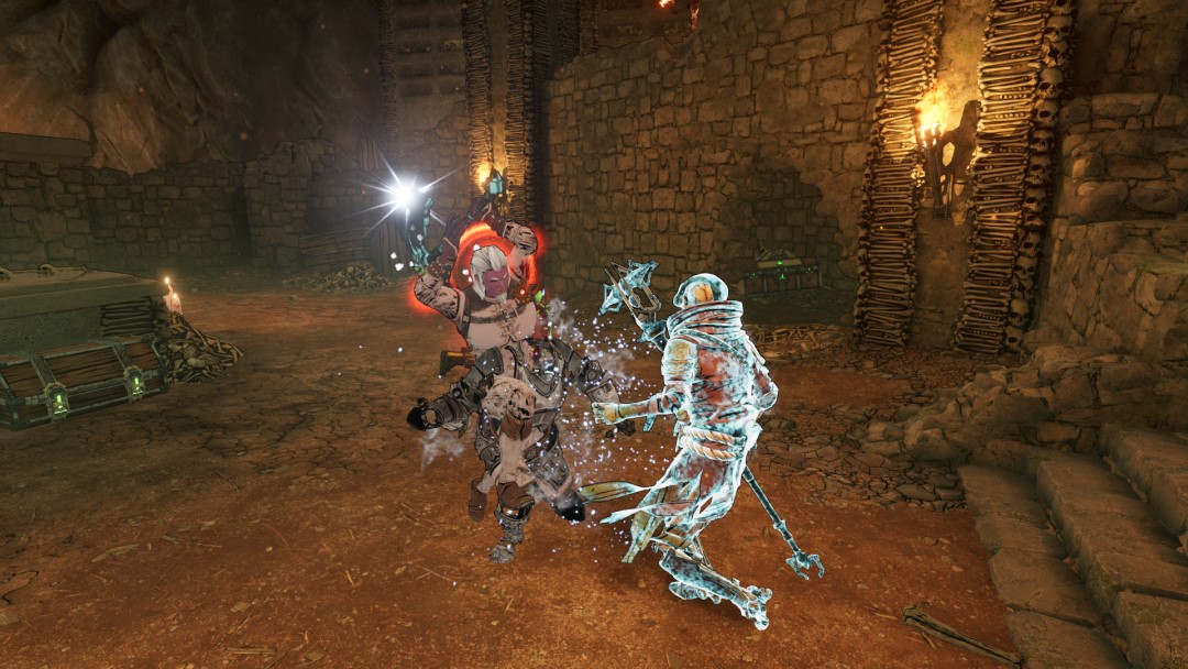 The Brr-Zerker about to slam their axe on a frozen skeleton