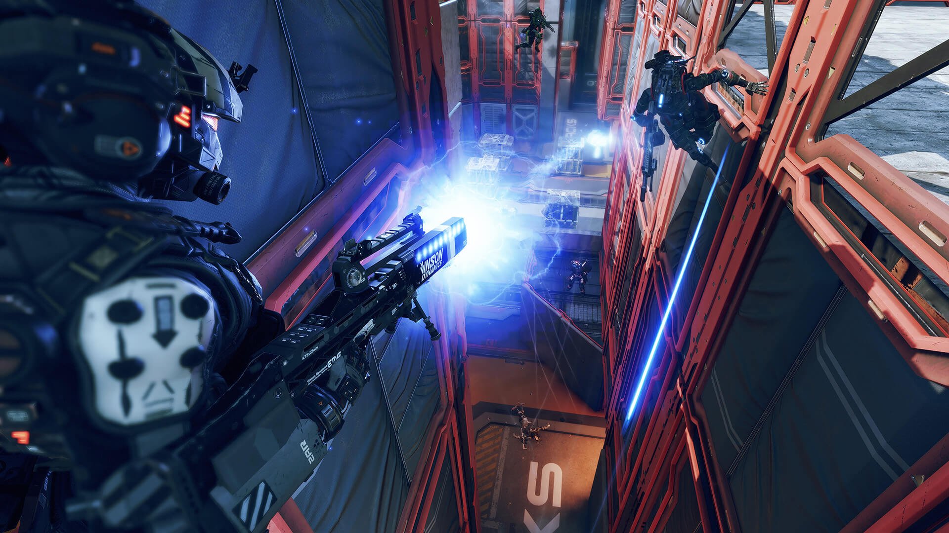 A shot of a player firing a gun in Titanfall 2