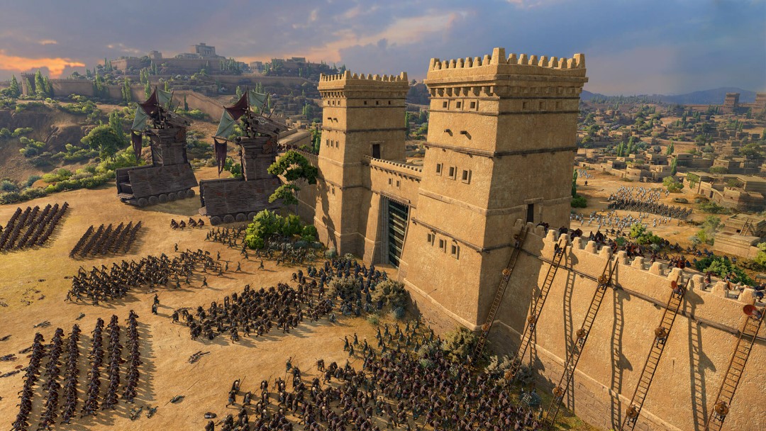 An army laying siege to a castle