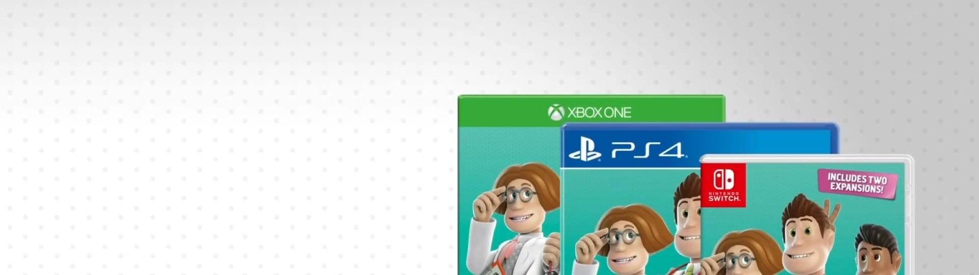 Two Point Hospital console release date boxes