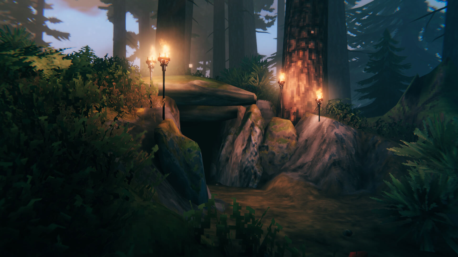 A foreboding cave in the Valheim Hildir's Quest update
