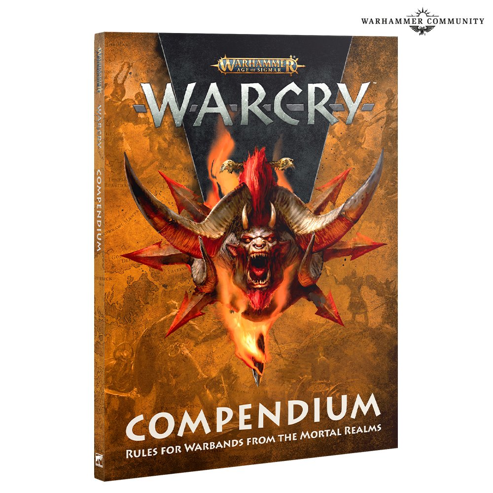 The cover of the Warcry Compendium, featuring a screaming beast.