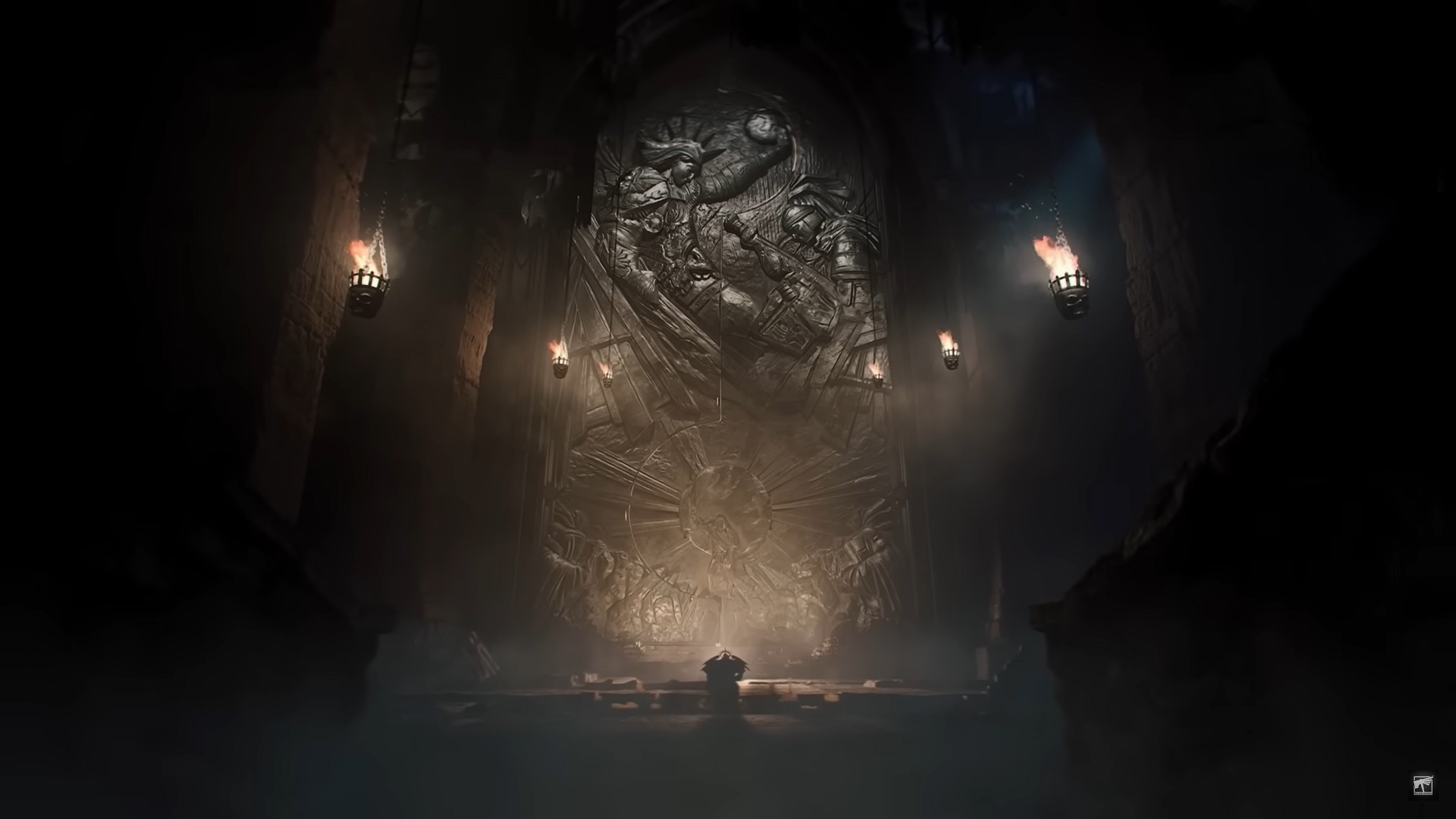 Roboute kneels before the grave of his brother in the opening of the Warhammer 40K 10th edition reveal trailer.