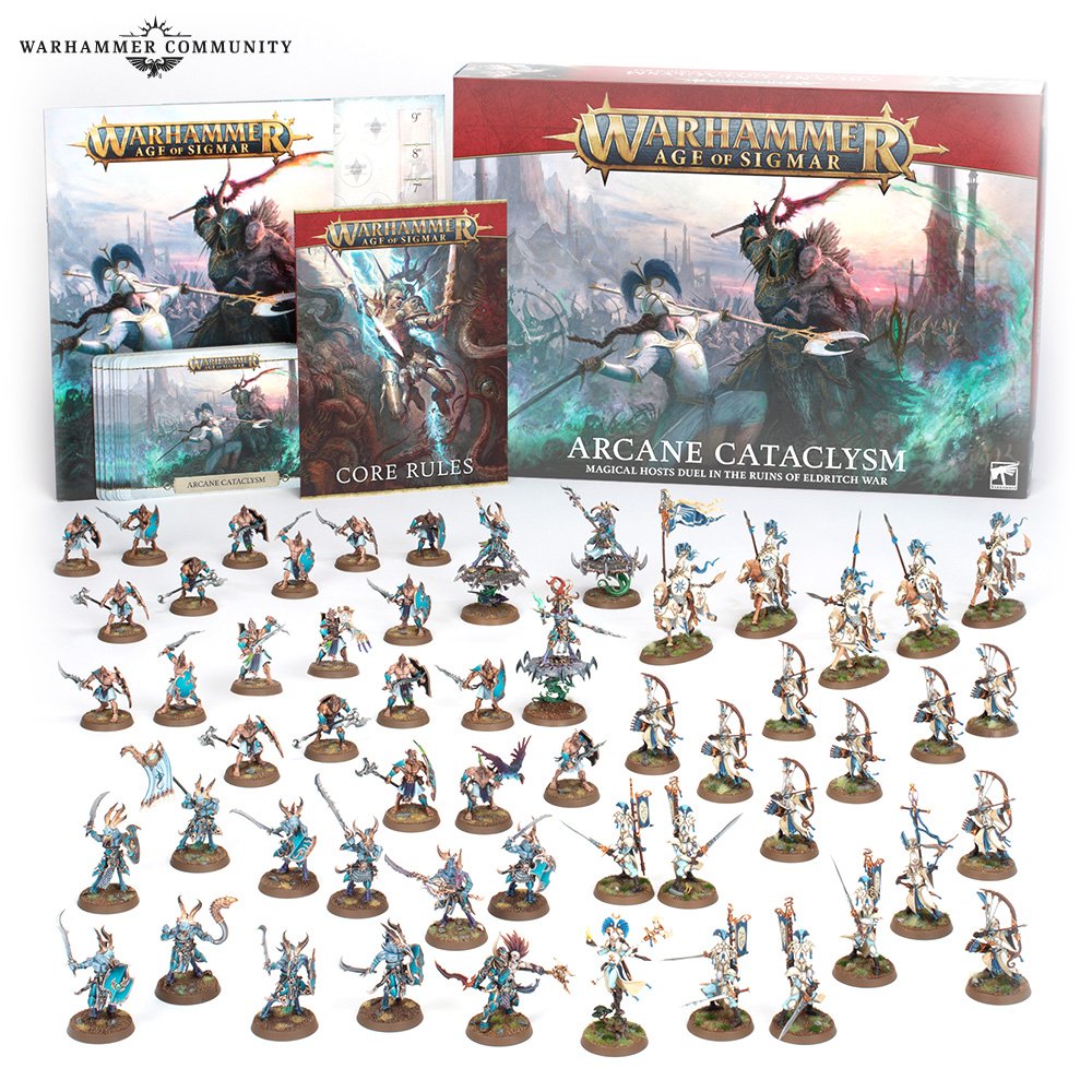 The full contents of Warhammer Arcane Cataclysm, including 56 miniatures