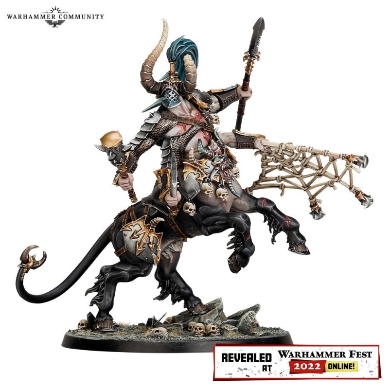 A close up of the Centaurion Marshal miniature for Warhammer: Warcry