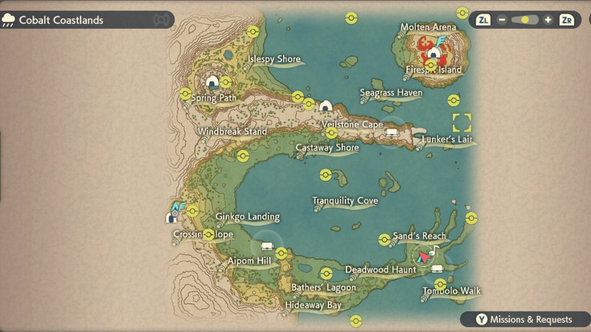 Pokemon Legends Arceus Wisp Guide Cobalt Coastlands Map