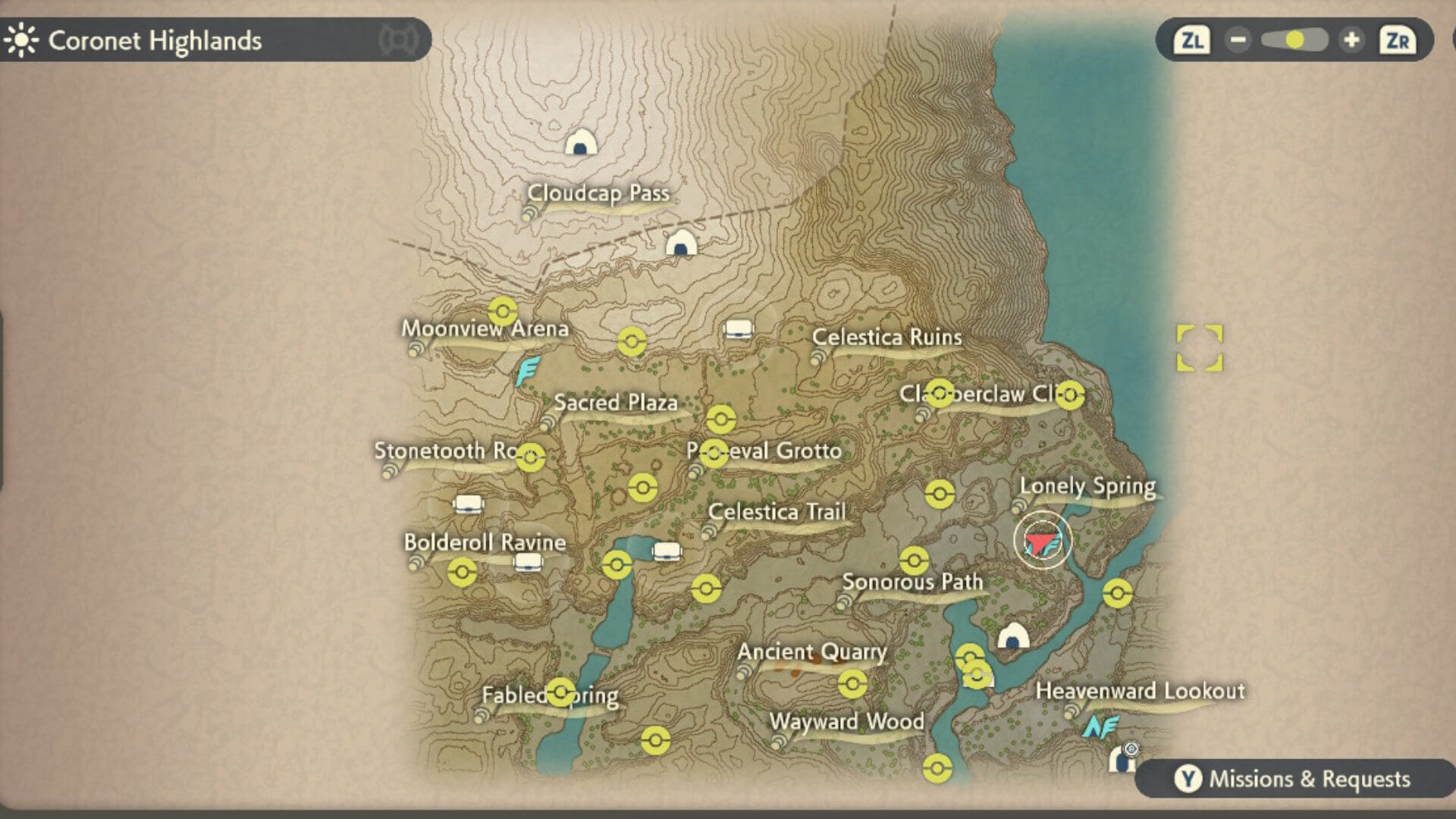 Pokemon Legends Arceus Wisp Guide Coronet Highlands Map