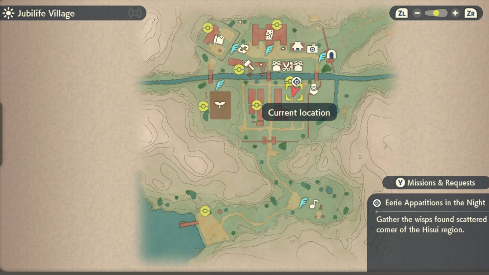 Pokemon Legends Arceus Wisp Guide Jubilife Village Map