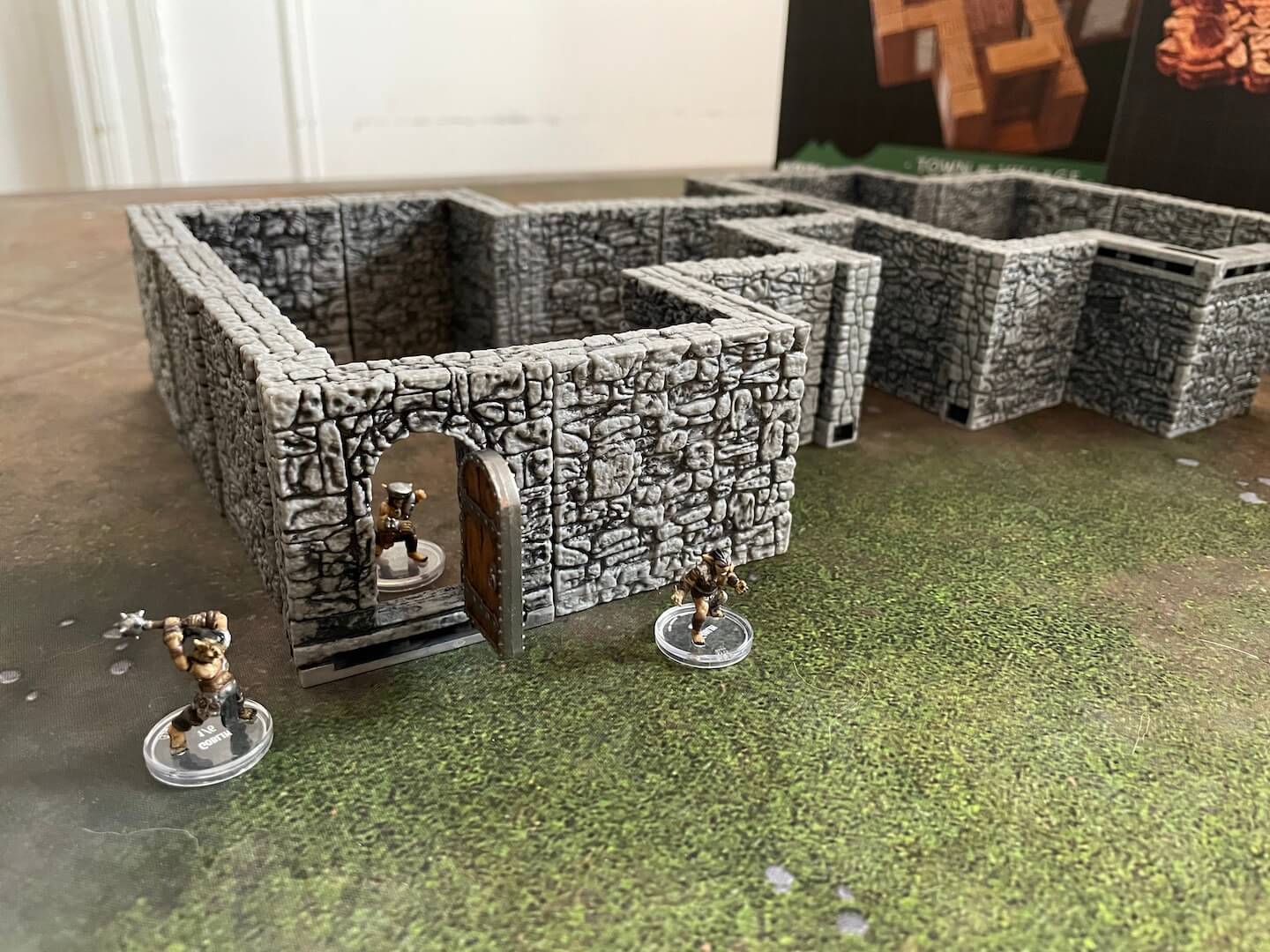 Goblins stalk the halls of this ruined castle made from WizKids WarLock Dungeon Tiles.