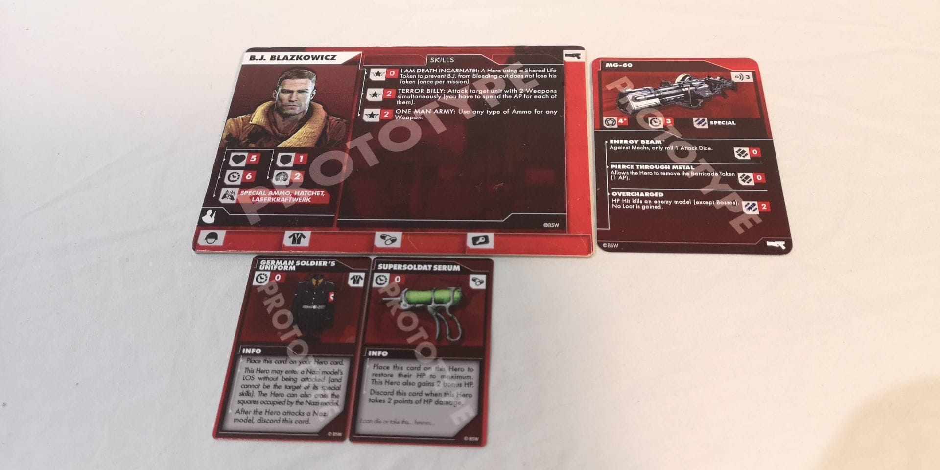 Wolfenstein the Board Game character cards.