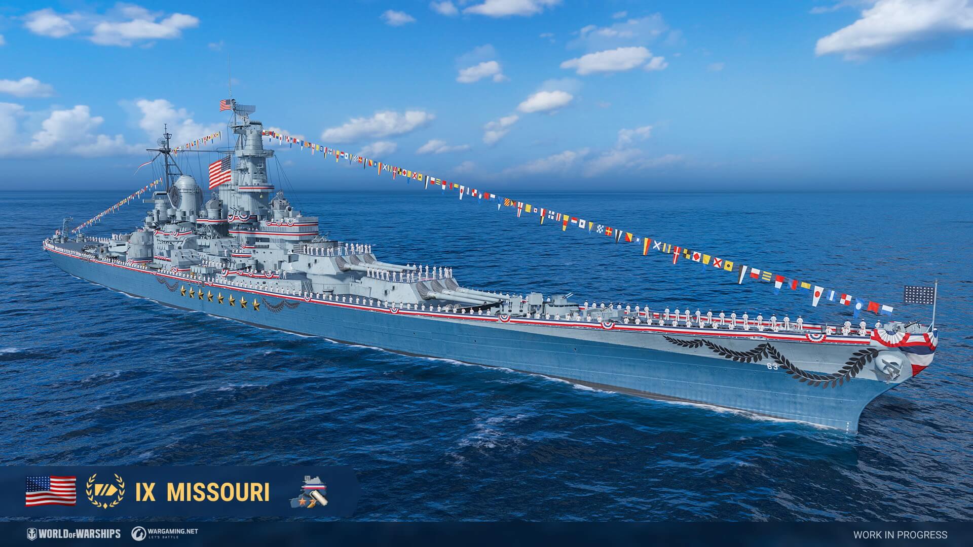 The USS Missouri in World of Warships.