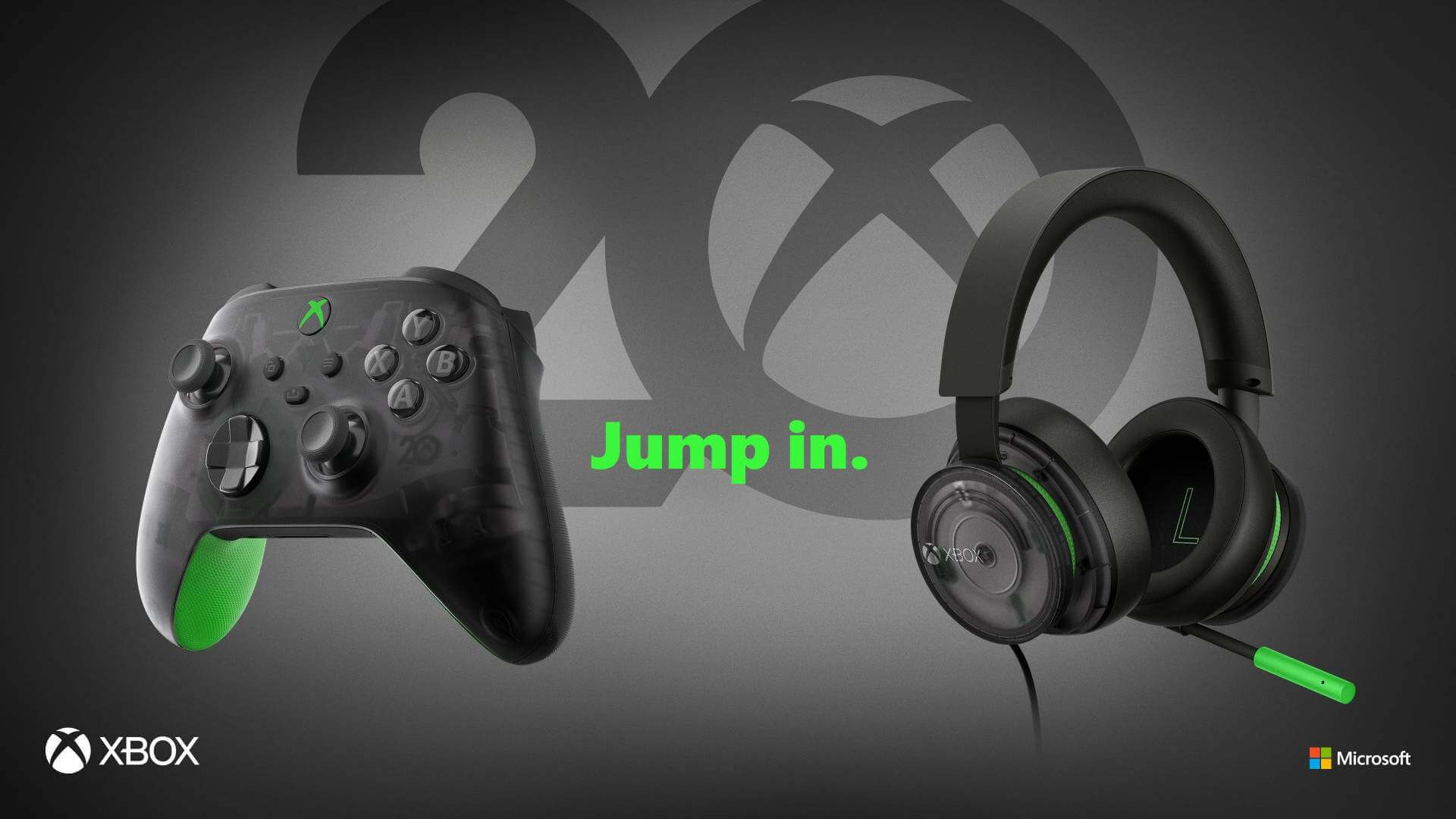 The new Xbox 20th Anniversary hardware: a controller and a headset