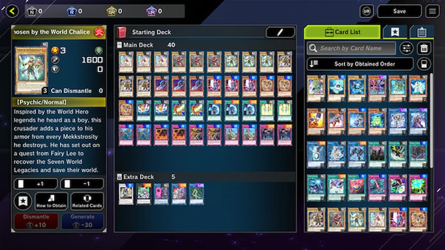 Yu-Gi-Oh! Master Duel update, Screenshot of cards to collect in game via steam 