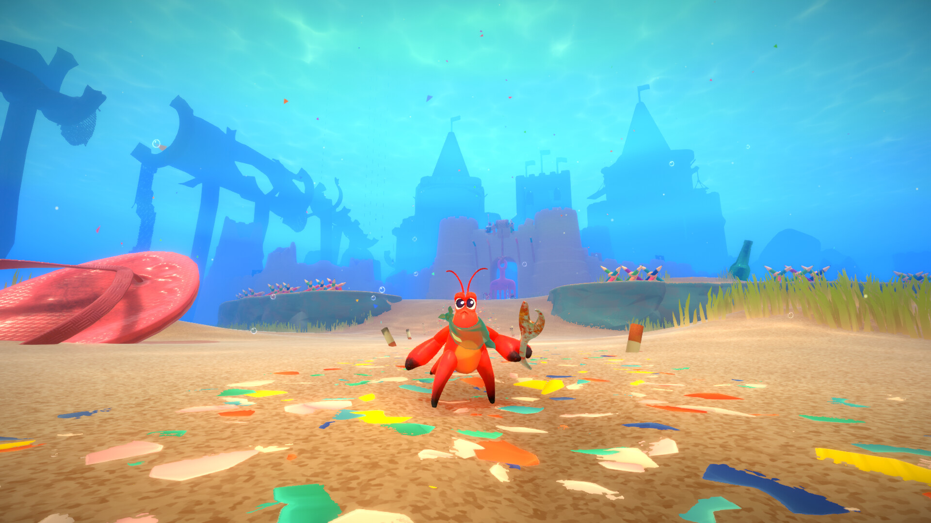Kryl stojący na płyciznach w grze Another Crab's Treasure, grze dostępnej w ramach subskrypcji Xbox Game Pass na kwiecień 2024 r.