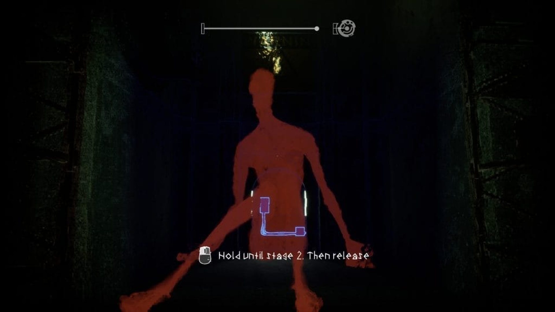 A creature can be seen in front of the player