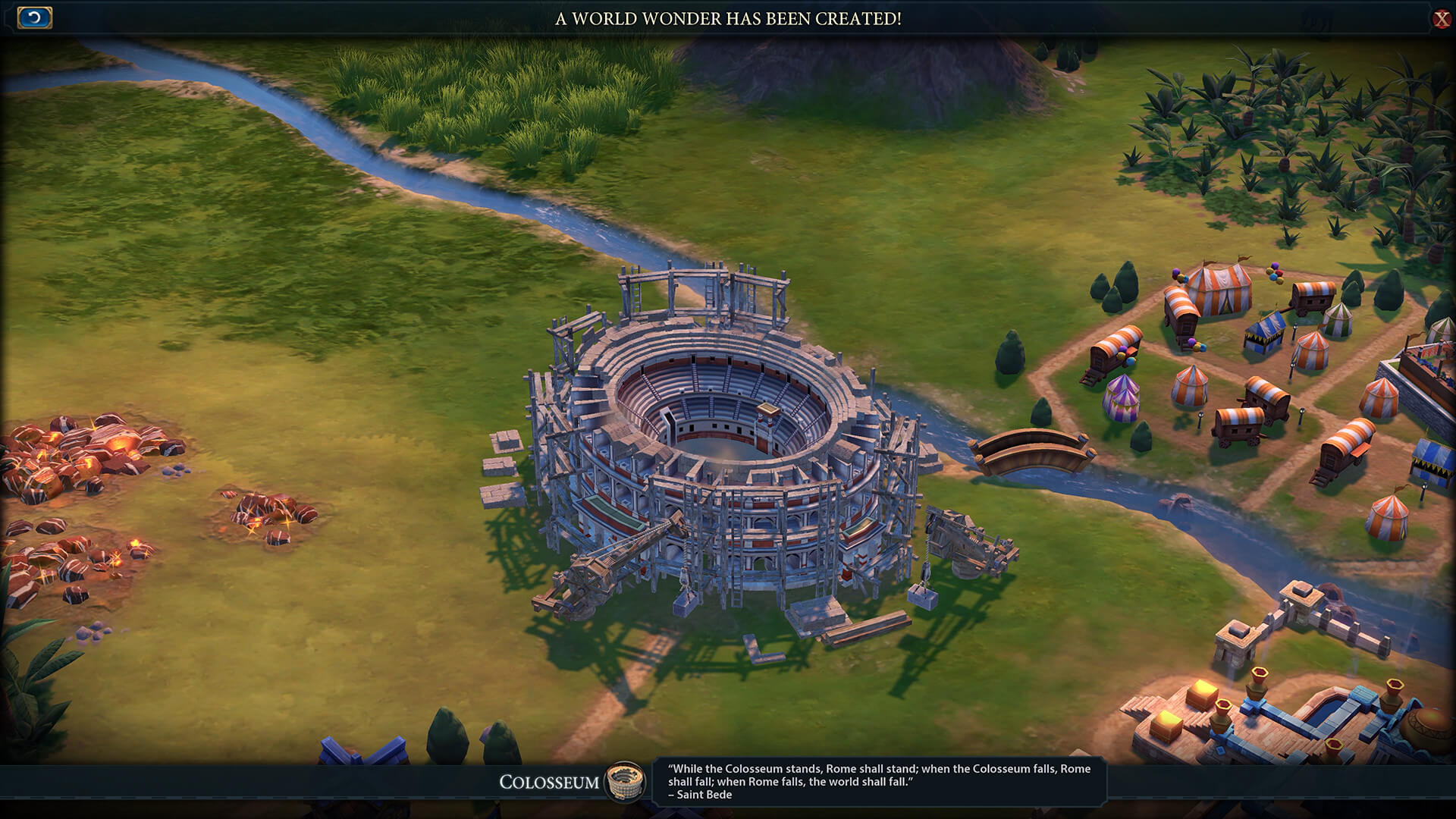 The Colosseum being constructed in Civilization VI