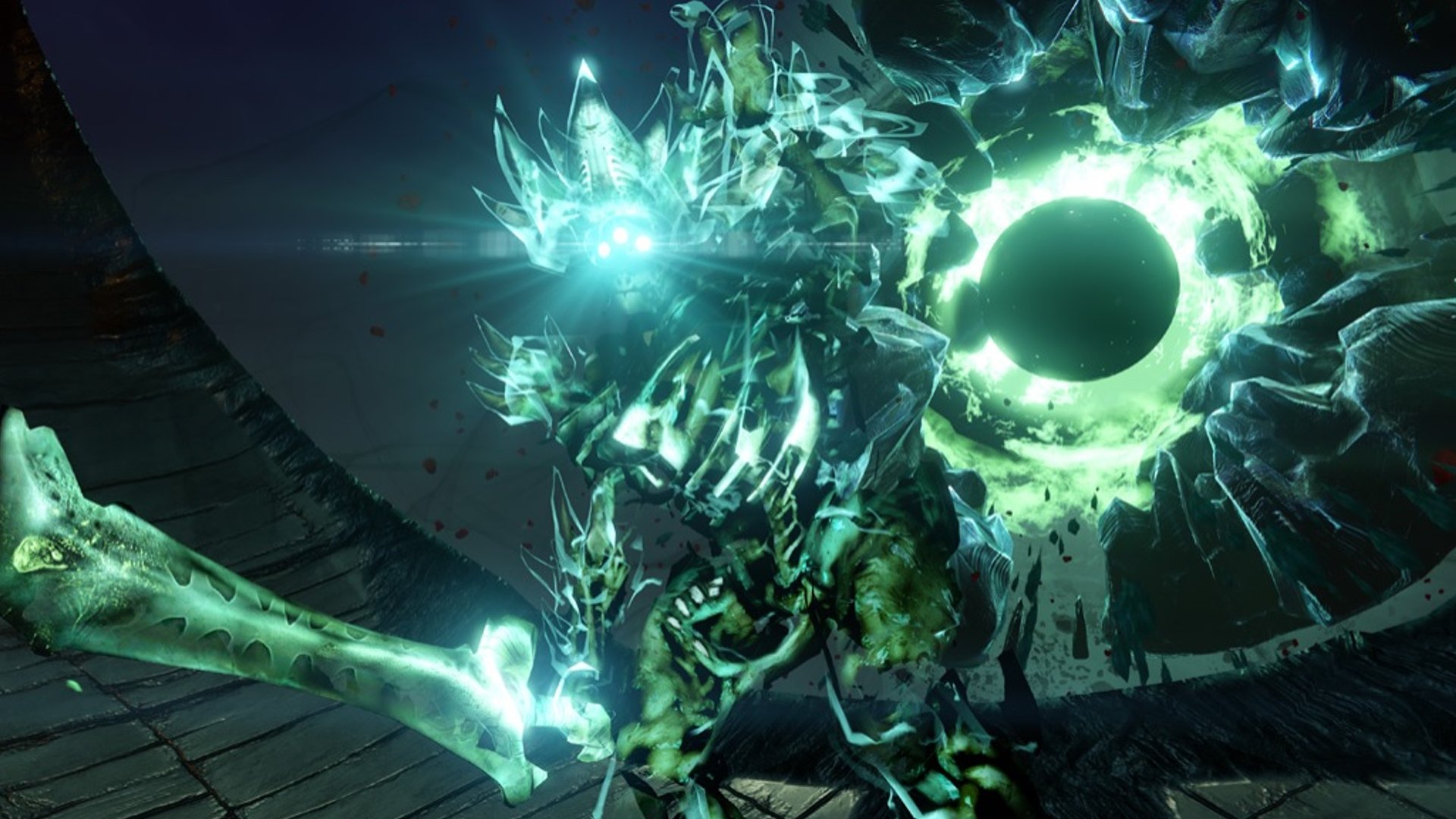Crota in his chamber can be seen