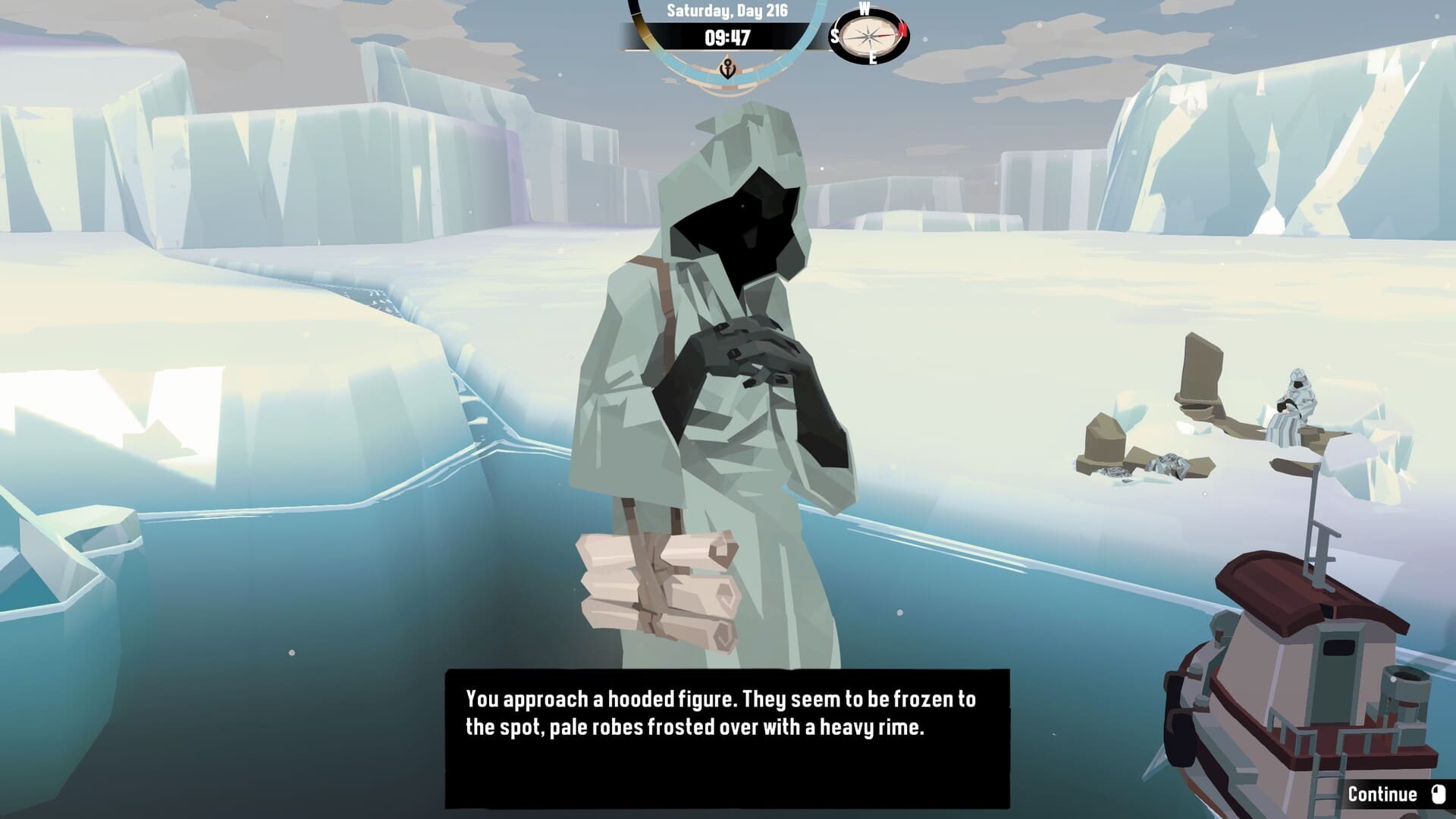 Image of the Figure in White in the Dredge Pale Reach DLC