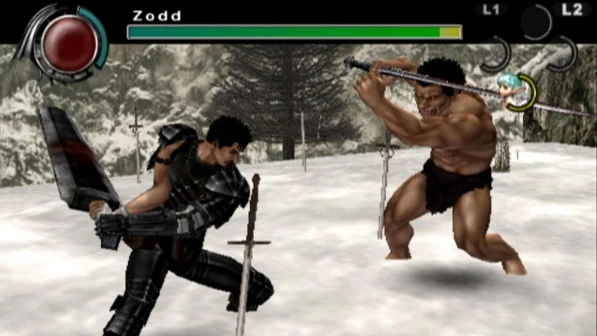 A player can be seen fighting an enemy