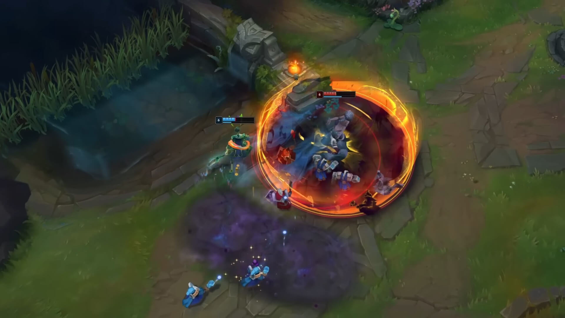 The paint mage Hwei attacking Cassiopeia in League of Legends