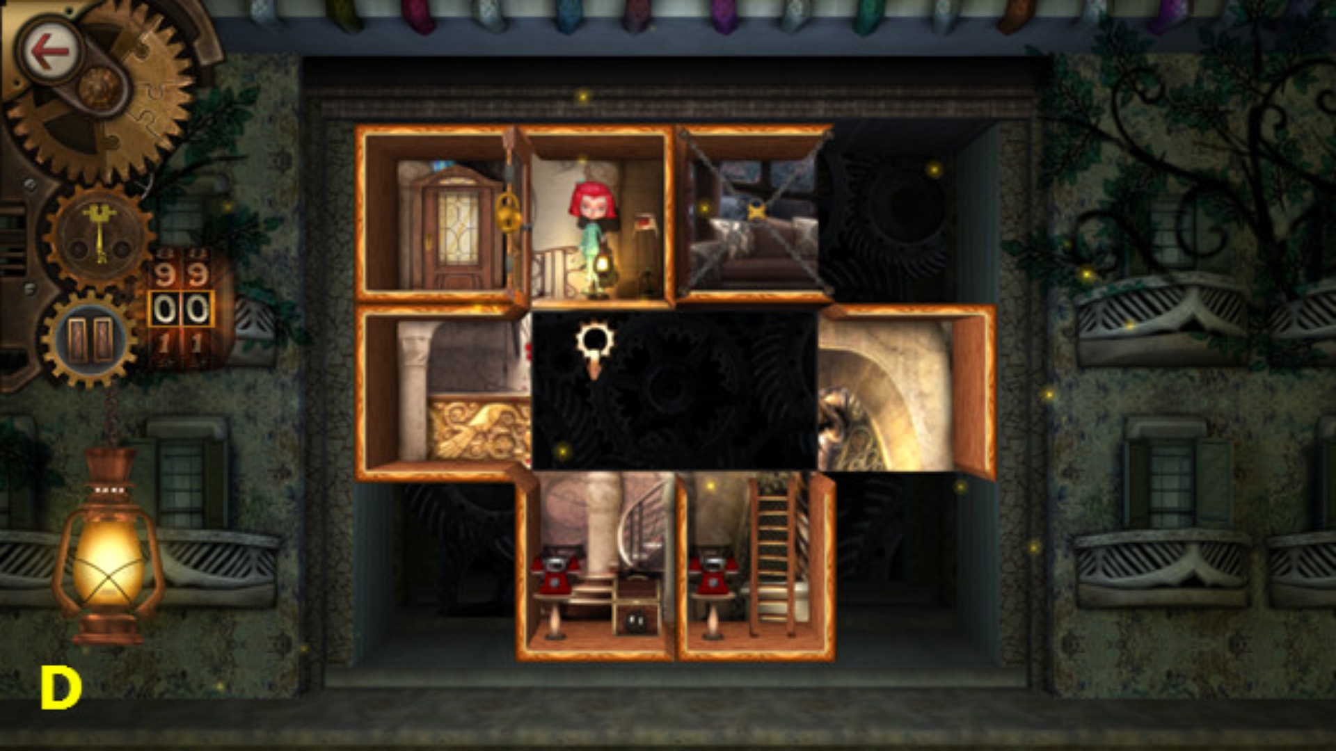 Rooms: The Unsolvable Puzzle Screenshot Showing a screen filled with small square rooms one of which holds a young girl. 