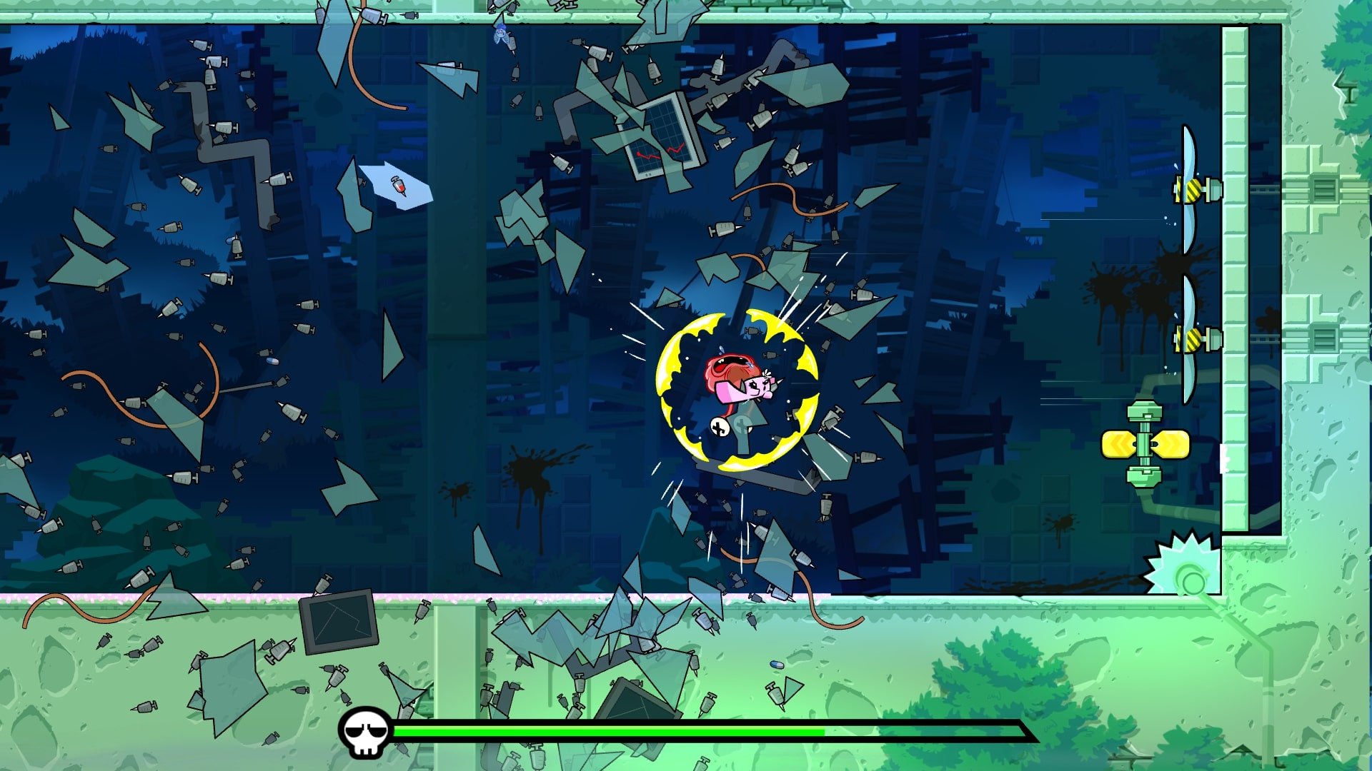 Super Meat Boy Forever boss battle glass screenshot
