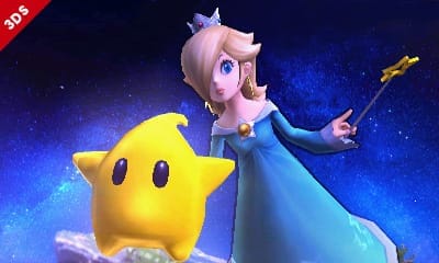 Rosalina on 3DS shows an outlined "cel shading" style of graphics