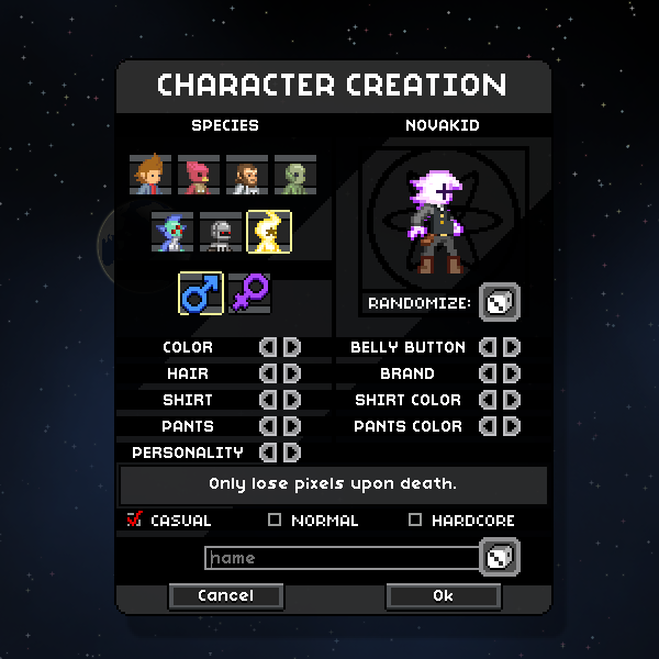 Starbound Character Creation