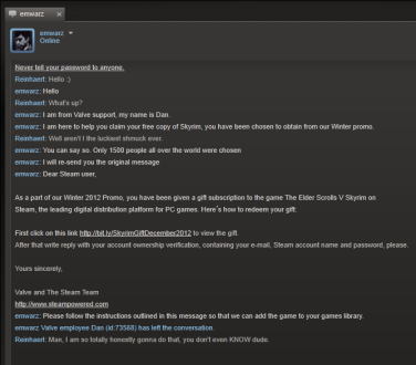 A fine example of an attempt to get Steam user information. 