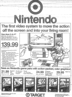 A photocopy of a Target AD showcasing the NES system. Notice how R.O.B the Robot is prominently featured, as it was the focus of the campaign.