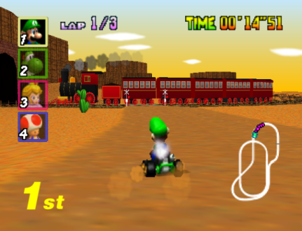 Full 3D graphics let players experience Mario Kart in a whole new way