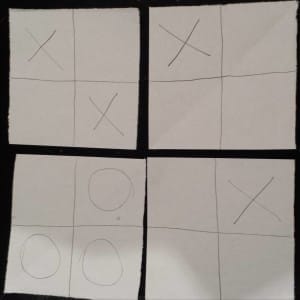 QuestFour started out as a sort of Tic Tac Toe game on paper. (Image provided courtesy of Robert Brown.)