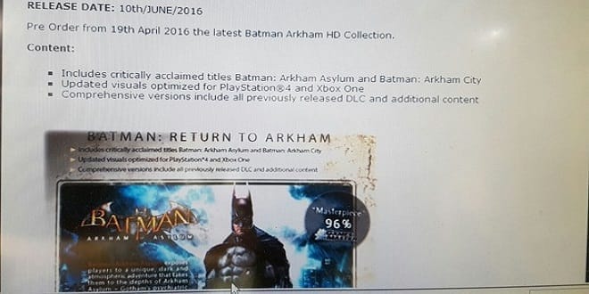 Batman Return to Arkham Leak