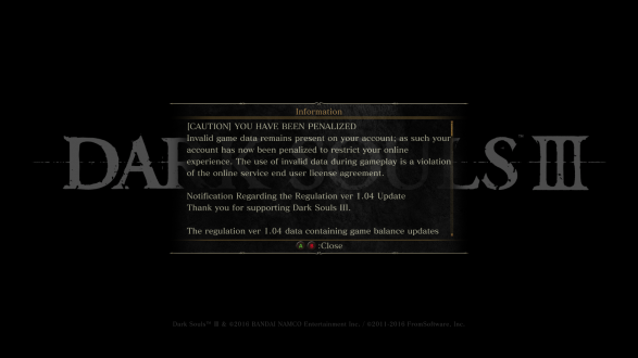 Dark Souls Actual Ban Notice