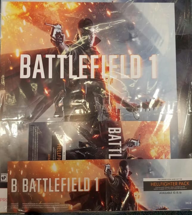 A leaked image of the advertising kit, showing off the title and release date for Battlefield 1