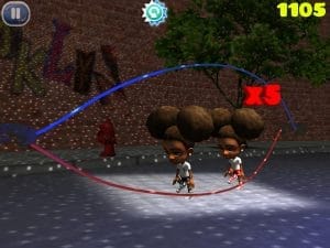 As you rack up a combo in Double Dutch Jump the special effects and music become more intense.