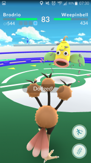 Dodging attacks is important in gym battles if you don't want to quickly run out of Revives and Potions.