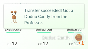 Every Pokémon you transfer to the Professor gets you 1 Candy.